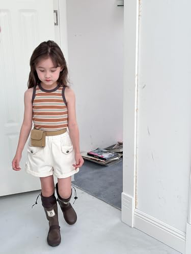 Image of BINIDUCKLING Toddler Tank Top Girls Summer Cute Striped Sleeveless Top 24 Months-8 Years