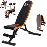 Adjustable Weight Bench, Home Gym Equipment Heavy Duty 1000lbs Capacity, 8-Backrest & 3-Seat Positions, Incline/Decline/Flat Bench, Space-Saving, Full Body Workout Foldable Bench, Square Tube Style, Orange
