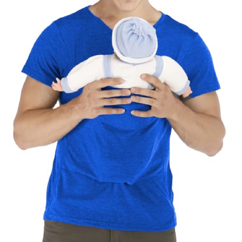 amropi Homme Porte Bébés Kangourou Manches Courtes T-Shirts (Bleu,XL)