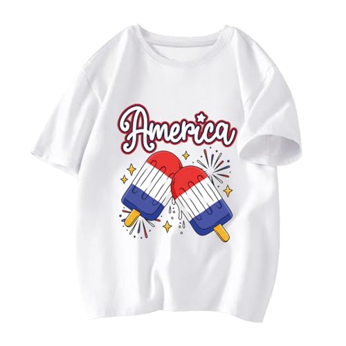 Image of Boys 4th of July Shirts-Toddler Girls Patriotic American Flag Tees Kids Memorial Day USA T-Shirts 2-7T