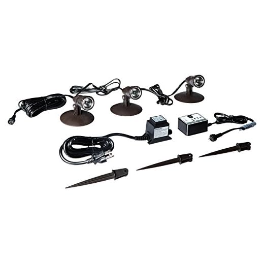 Aquascape 84030 Underwater Waterproof Submersible Natural Three-Light LED Spotlight Aquarium Lamp Kit for Fountain Fish Pond, Water Garden, and Landscape Features, 1-Watt Lights