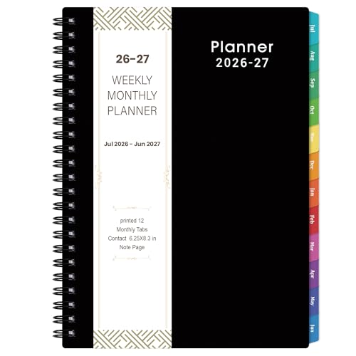 2026-2027 Planner - Weekly & Monthly Academic Planner 2026-2027, From July 2026 - June 2027, 6.25 in × 8.3 in, Flexible Cover, Twin-Wire Binding - Classic Black, Improving Your Time Management Skill