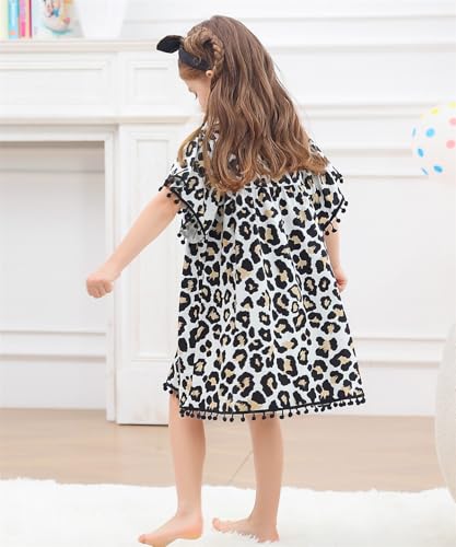 Vieille Little Girls Pom Pom Dress Flutter Sleeve Kids Summer Swing Shirt Dresses Size 3-8 Years4