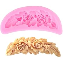 Rose Wreath with Leaves Fondant Molds Flower Garland Silicone Mold For Cake Decorating Cupcake Topper Chocolate Candy Gum Paste Polymer Clay