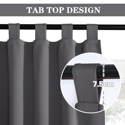 Miniatura 6 de Pony Dance Cortinas Termicas Aislantes Frio Y Calor 140x145 Cm, Cortinas Grises Opacas Cortas Para Dormitorio Salon Cocina 2 Piezas Con Trabillas