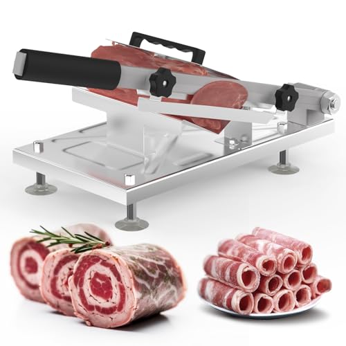 Manual Frozen Meat Slicer for Hot Pot, Upgraded Stainless Steel Meat Cutter for Beef Mutton Pork Roll, Food Slicer Machine for Shabu Shabu, BBQ, Sandwiches, KBBQ Home Cooking