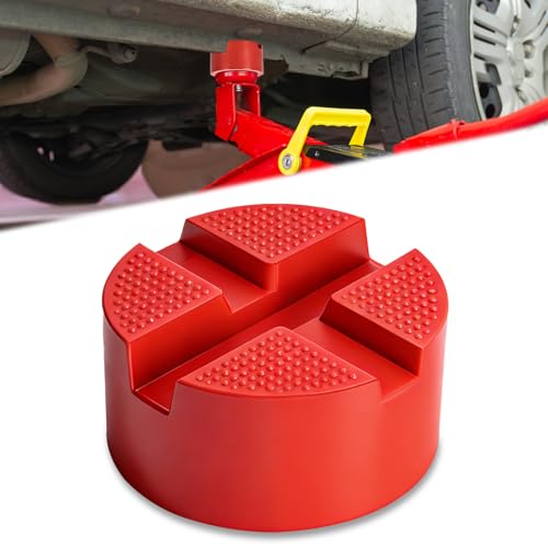 Pinch Weld Jack Pad Two Depths X-Grooves Universal Floor Jack Pad Adapter Thickened and Grippy Rubber Provide Cushion and Support Frame Rail Protector 3.2X 3.2 x 1.9 in 1PCS