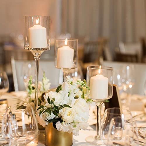  Glass Candle Holder For Pillar Candles, Tea Light Candle Holders Set Of 3, Tall Clear Candle Holder For Table Centerpiece, Floating Candles Holder For Dining Party Home Wedding Decor #TOP3