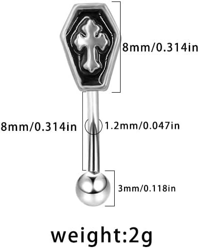 16G Black Coffin Cross Eyebrow Rings for Women Men 316L Stainless Steel Eyebrow Curved Barbell Rook Cartilage Earrings Statement Eyebrow Piercing Jewelry - Image 5