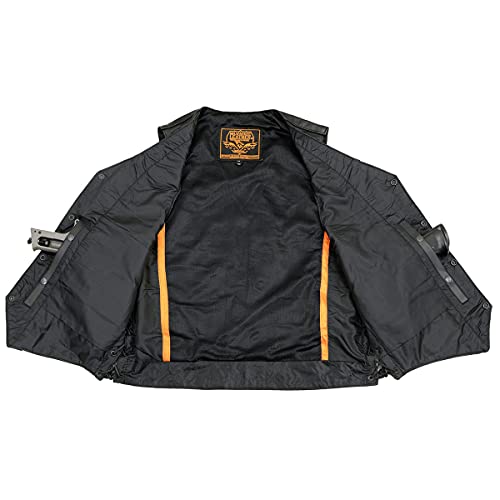 Image of Milwaukee Leather Men's Premium Leather Western Style V-Neck Motorcycle Rider Vest with Front Snap Closure |LKM|ML|SH