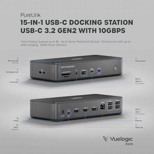 Estación de acoplamiento USB C para 3 monitores HDMI portátiles 5