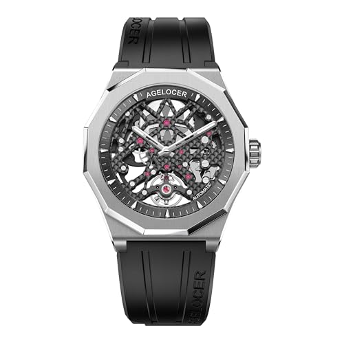 Image of AGELOCER Automatic Watches for Men Original Design, Waterproof Sports Mechanical Watch, Skeleton Men's Watch with Luminous Reading Gift