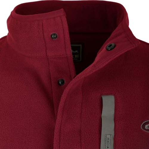 Image of Drake Waterfowl Men's Camp 2.0 Fleece Pullover | Hunting Anti-Pill Moisture Wicking 1 /4 Neck Snap Sweater with Chest Pocket
