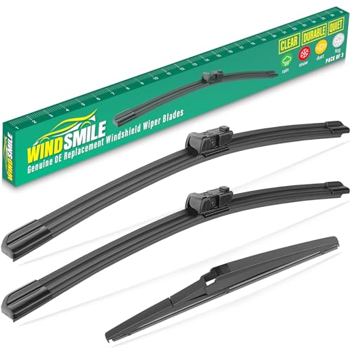 Image of 24 inch 16 inch 12 inch Windshield Wiper Blades Replacement for Chevy Chevrolet Spark 2013 2014 2015 Premium All Weather Front Rear Wipers Set - OEM Quality (Pack of 3)