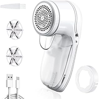 Aparatoo Fabric Shaver, Lint Remover USB Rechargeable, Portable Bobble Remover for Clothes with 2 Free Extra Blade, Powerful Fluff Remover for Garments/Bedding/Furniture