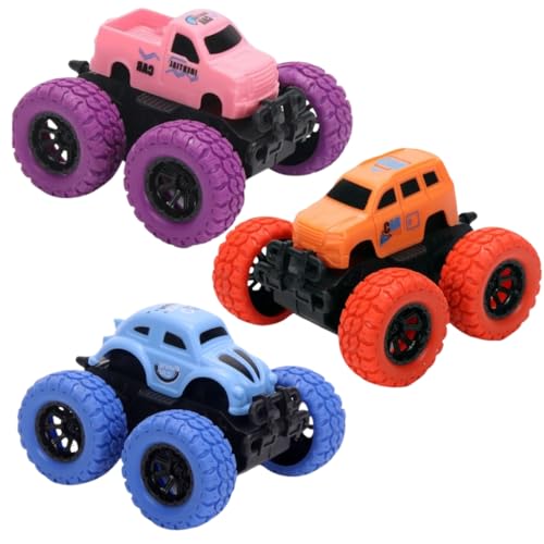 Image of PLUSPOINT Monster Truck Toys - Friction Powered Toy Cars Push and Go Vehicles for Kids Best Christmas Birthday Party Gift for Boys Girls Aged 3 and Above (Climber 3pc)