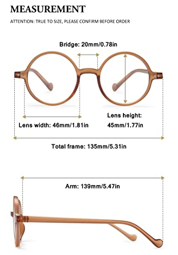 VEVESMUNDO Blue Light Blocking Reading Glasses Round Retro Vintage Readers Glasses for Women Men (1 Pcs Brown Reading Glasses, +1.5) - Image 2