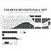 Tsungup PBT Keycaps,White & Black Topographic 128 Keys Shine Through Side Printed Keycaps 75 Percent,Dye-Sub Custom Cool Keycap Set Cherry Profile Key caps for Gateron MX Switches Mechanical Keyboard