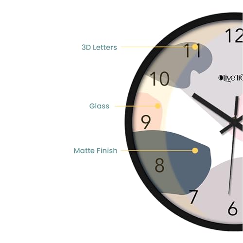 Image of Olive Tree Wall Clock 12 inch Silent Quartz Decorative Multicoloured Wall Clock Non-Ticking Classic Clock Battery Operated Round Easy to Read for Room /Home /Kitchen /Bedroom /Office /School - 9035