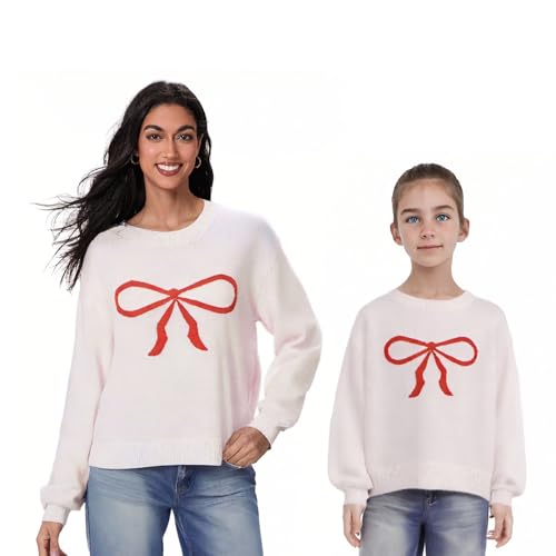 Image of Mommy and Me Matching Sweaters Outfits Heart Graphic Sweater Family Matching Clothes Long Sleeve Pullover Tops