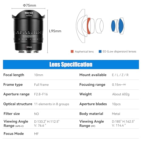 7artisans 10mm F2.8 II Ultra Wide Fisheye MF Lens, 185° for Canon RF Mount Mirrorless (EOS R/R3/RP/R5/R6) - Image 4