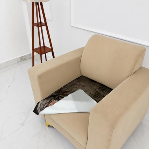 Image of Homerz Premium 'Luxe Series' Sofa Cover | Holland Velvet Fabric | Smooth Finish | Anti-Slip Fleece Backing Couch Protector (Maharaja, 1 Seater, Only Seat Cover)