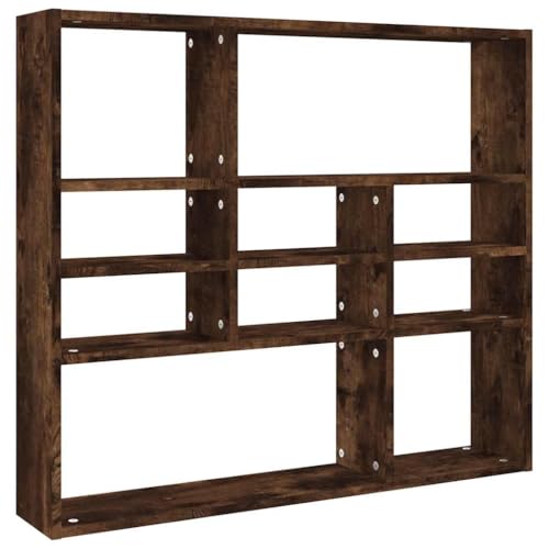 vidaXL Étagère Murale Flottante Tablette de Présentation Organisateur Meuble de Rangement Intérieur Chêne Fumé 90x16x78 cm Bois d'Ingénierie