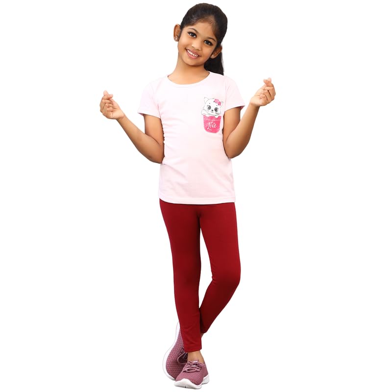 Image of ZION Leggings for Girls - Cotton Regular Fit Ankle Length | Soft & Comfortable | Perfect for Every Occasion - School, Play & Beyond | Multiple Sizes & Colors