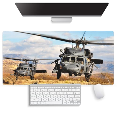 knseva Large Gaming Mouse Pad (31.5' x 15.8') - UH-60 Black Hawk Military Helicopter Gunship Fighter...