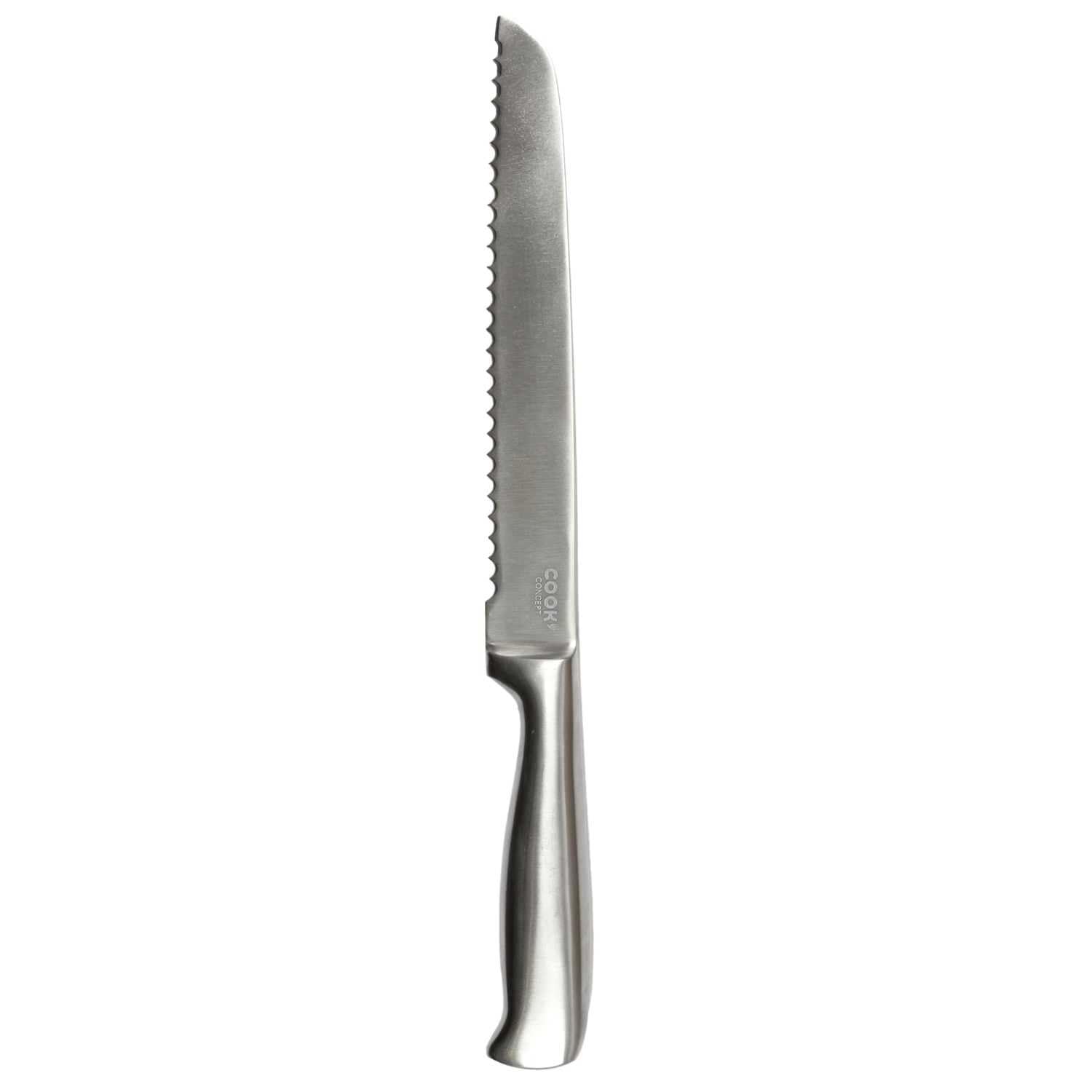 COOK CONCEPT - KD33061 Couteau à Pain en Acier Inoxydable - Conçu pour Trancher Pain et Gâteaux - Lame Crantée 20 cm - Prise Ergonomique - Taille 20 cm - Couleur Inoxydable