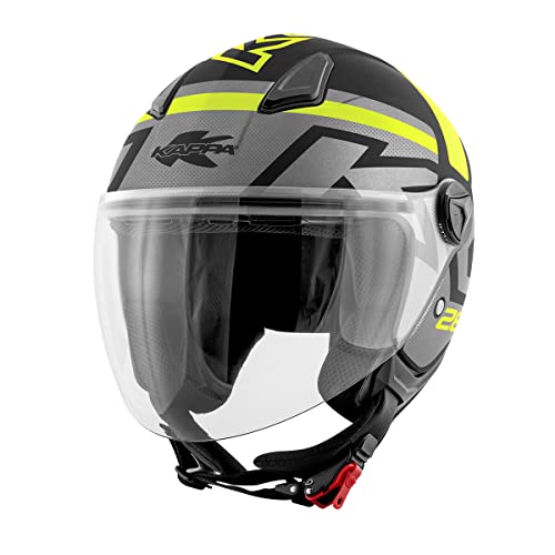 CASCO DEMI JET KAPPA KV28 EVO JOIN NERO/COMPATIBILE CON TITANIO/GIALLO S
