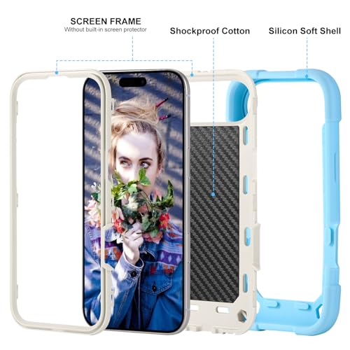 Image of MARKILL Compatible with iPhone with Built-in 360Rotating Ring Stand, Military Grade Drop Protection Full Body Rugged Heavy Duty Case Durable Cover (Ice Blue, iPhone Air)
