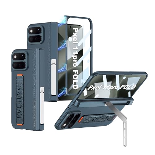 �Ή�/�݊������� Pixel 11 Pro Fold �P�[�X �ϏՌ� �J�o�[ �܂肽���ݎ� CASE �Ռ��ɋ��� PC&�����K���X �X�^���h�@�\ �w�ʃJ�o�[(�_�[�N�O���[��)