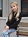 Arshiner Girls Button UP Hoodies Kids Casual V Neck Sweatshirt Girl Long Sleeve Shirts Tunic Tops Curved Hem Plain Black Hoodie Girls Hoodies Size 8-10