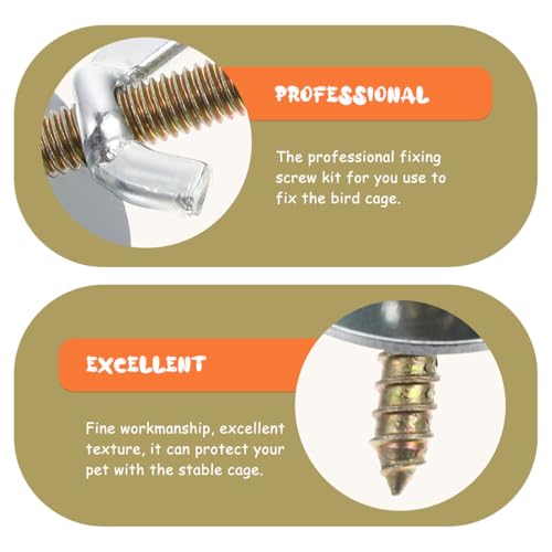 Image of POPETPOP Bird Cage Retaining Screws Bird Cage Screw Set with Screw Nuts and Gaskets 16 Screws for Perch Fastening Hardware for Accessories and Small Pet Cages