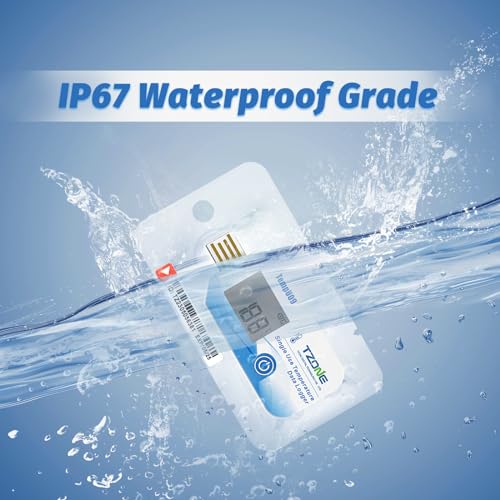 Image of Tzone USB Temperature Data Logger Disposable Digital Temp Recorder TempU09 | PDF /CSV Report,IP67 Waterproof,Single-use Thermometer Datalogger,for Medical Refrigerator Freezer Storage,32000 Recordings