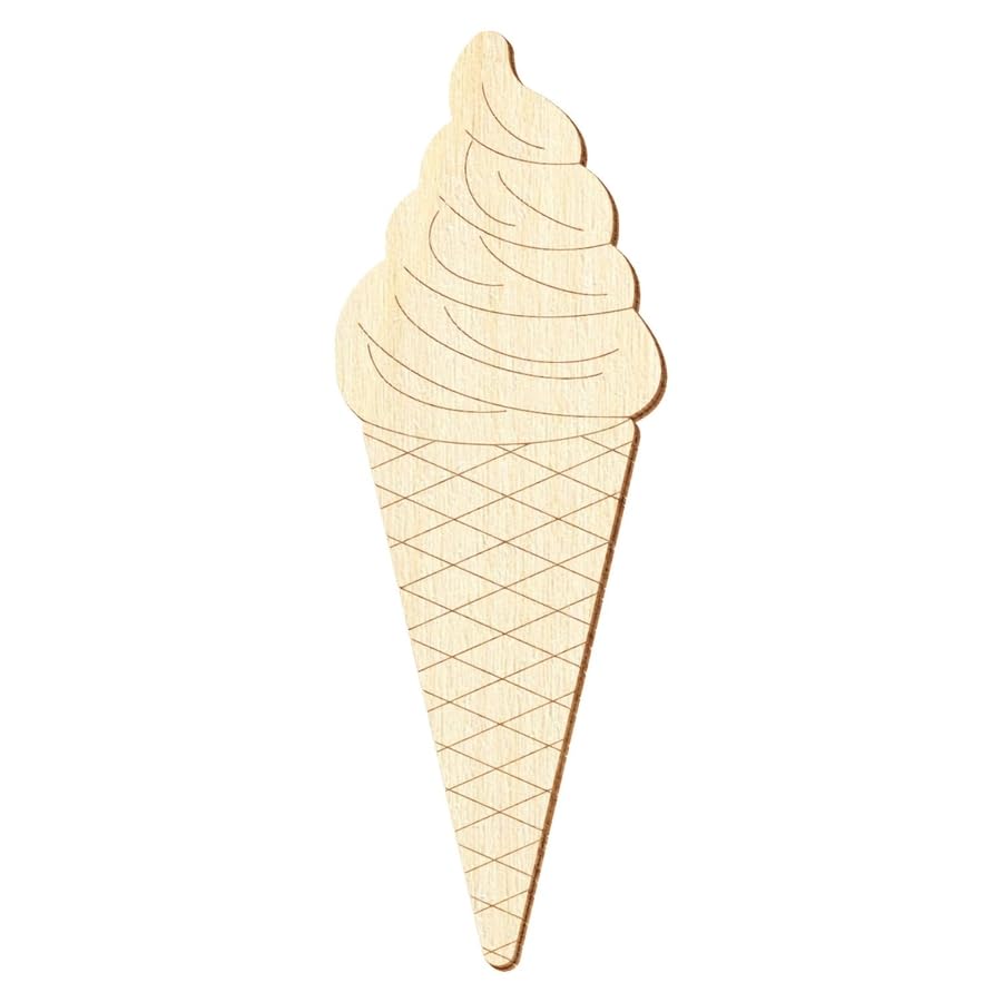 Cucurucho de helado de madera V3 – Decoración para manualidades, 5 – 50 cm, paquete con 10 unidades, altura: 6 cm