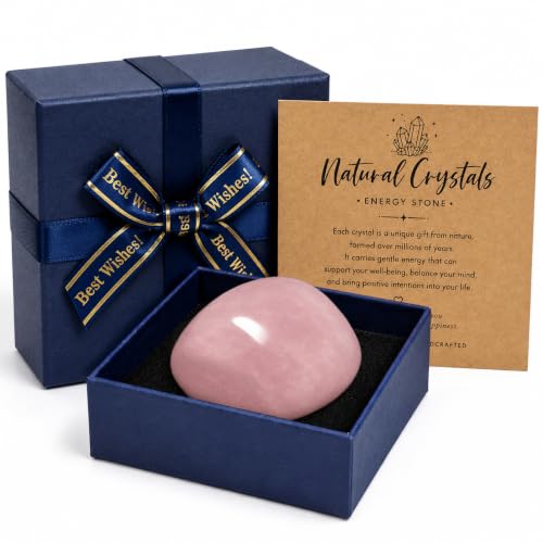 Image of Hand-Selected Rose Quartz Stone, Large 1.2 in Polished Crystal, Gift Box
