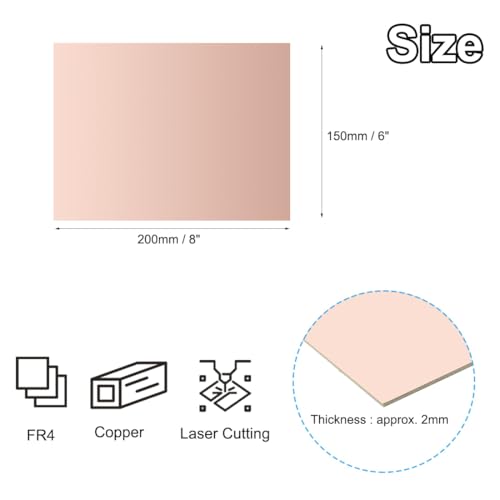 PATIKIL 6x8 Zoll Doppelseitige Kupferkaschierte Leiterplatte 6 Stück 2mm Dicke FR4 Kupferbeschichtete Universelle Schaltungsprototypenplatine Für Ätz DIY PCB Bausatz