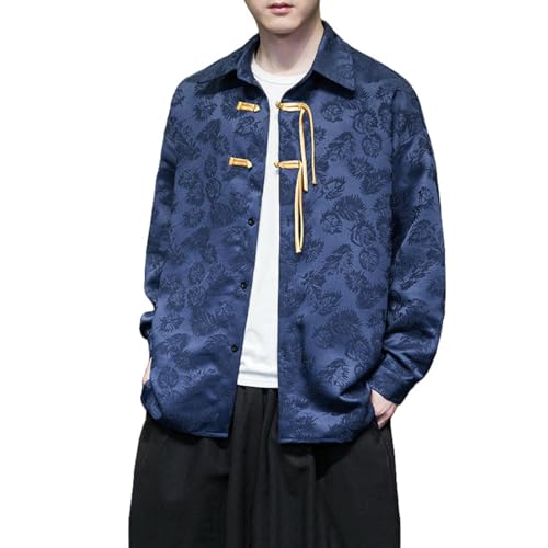 Chemise à manches longues jacquard homme style chinois de qualité supérieure