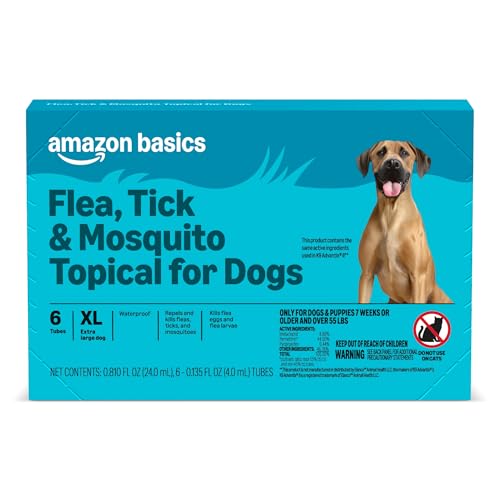 Amazon Basics Preventative Flea, Tick & Mosquito Topical Treatment for X-Large Dogs (Over 55...