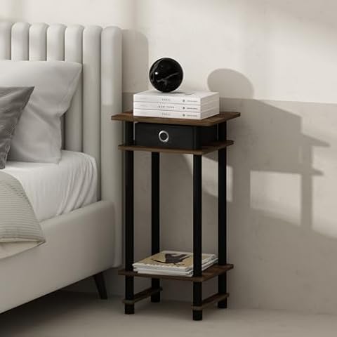 Furinno Amber Pine/Black Bedside Tables Set Cover