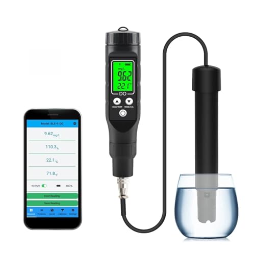 CSDASW Medidor Profesional de oxíno disuelto BLE-9100, analizador intelinte, comprobador concentración Hidroponía y acuarios(Complete Products)