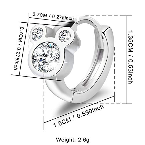Sterling Silver Earrings for Women Fashion Cartilage Huggie Hoop Charms Mouse Earrings with CZ Hypoallergenic Jewelry Birthday Gift for Women2