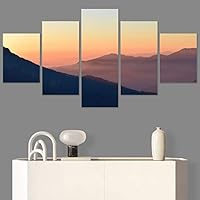 SIGNWIN 5 Panel Canvas Wall Art Orange Sunset for Home Decorations Ready to Hang - 60