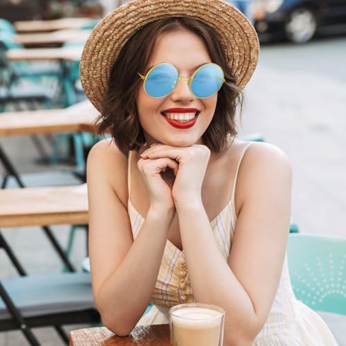 Bouboni X2018BBJYB-1-LANS Blue Hippie Sunglasses Round Hippie Glasses 60S 70S Outfits Groovy Party Decorations Sunglasses thumb #4