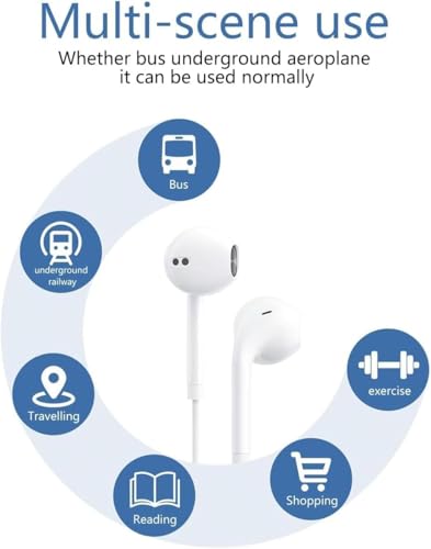 Image of Apple MFi Certified iPhone Earphones Wired Lightning Connector with Mic & Volume Control Compatible with iPhone 14 /13 /12 /11 /XR /7 /8 - White
