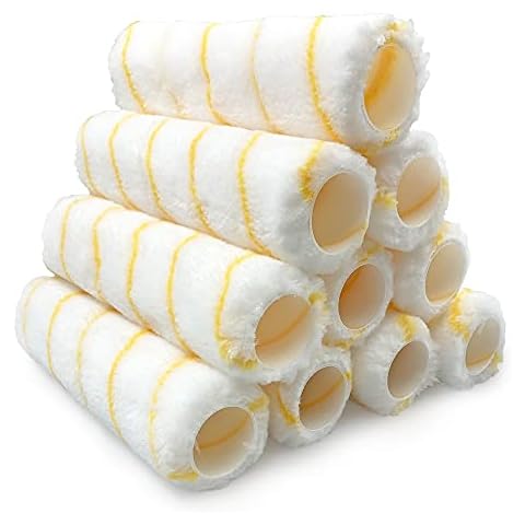 Nicholas Jack 9 inch Roller Sleeves, Pack of 10 Rollers for Painting Walls and Ceilings with 1.5" Standard Fitting − Professional Paint Roller Sleeve for Smooth Finish Emulsion Paint Cover