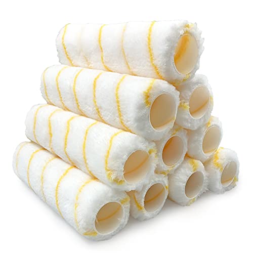 Nicholas Jack 9 inch Roller Sleeves, Pack of 10 Rollers for Painting Walls and Ceilings with 1.5 Standard Fitting − Professional Paint Roller Sleeve for Smooth Finish Emulsion Paint
