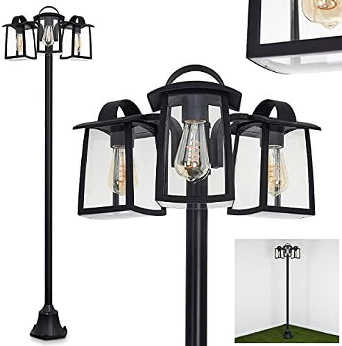 Lampadaire Extérieur Hofstein Avec Détecteur Mouvement - Noir IP44 E27 122cm